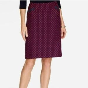 Talbots Wool Pencil Skirt Navy Blue Red Polka Dot Work Career